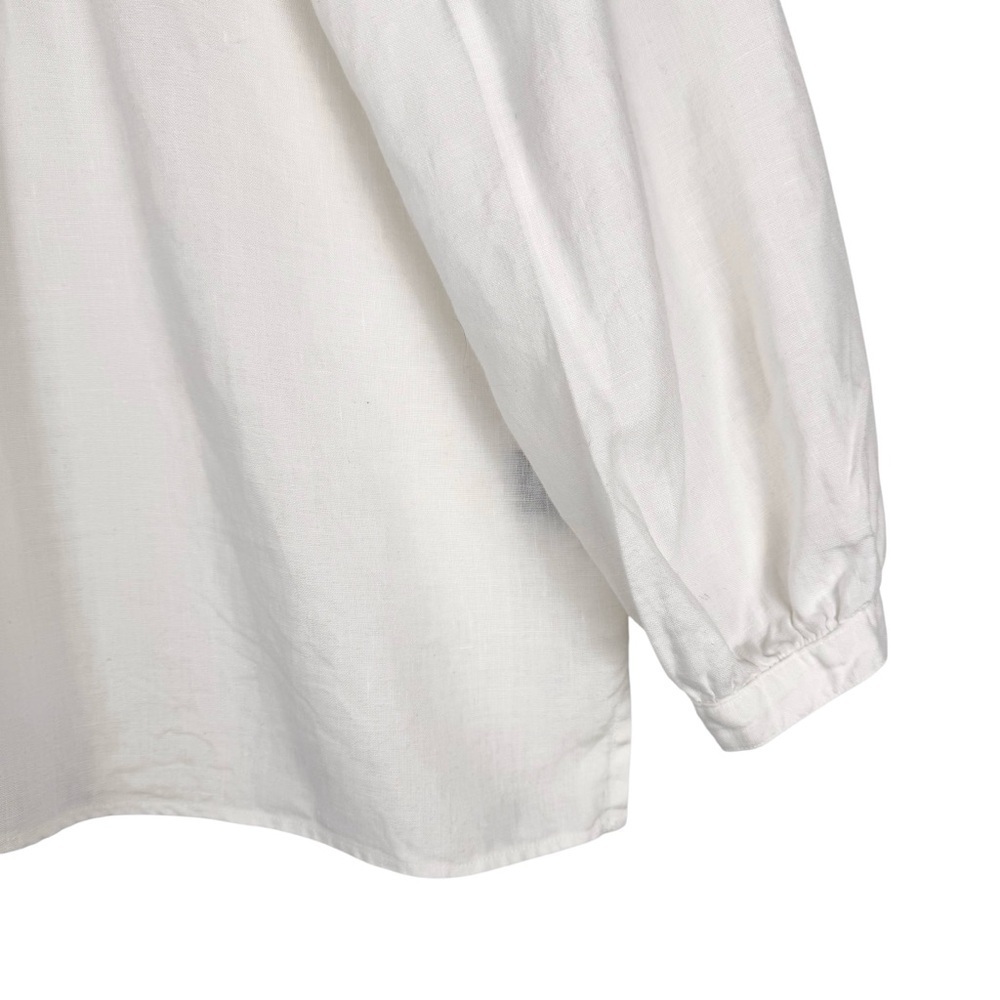 Chaps Womens 100% linen Top Blouse Size XL White Long sleeve Casuall - Picture 3 of 7